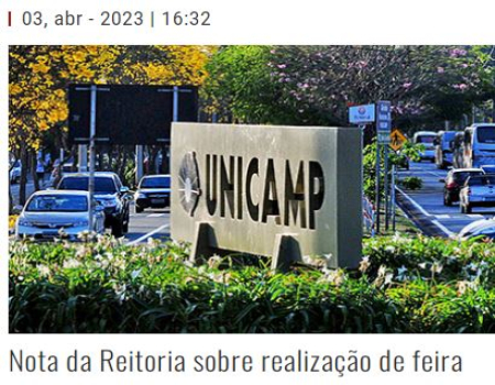 Nota da Reitoria sobre realização de feira 