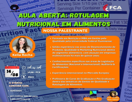 Aula Aberta: Rotulagem Nutricional em Alimentos 