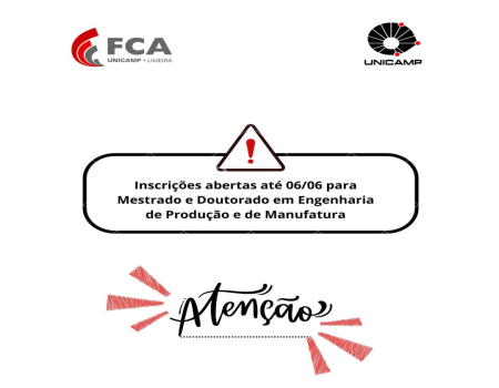 Inscrições abertas até 06/06: Mestrado e Doutorado em Engenharia de Produção e de Manufatura